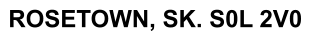 ROSETOWN, SK. S0L 2V0